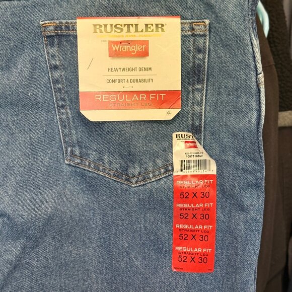 Rustler Wrangler Heavyweight Blue Denim Straight Leg Regular Fit Mens Sz 52 x 30 - Picture 5 of 7